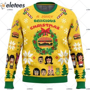 A Juicy Delicious Christmas Bobs Burgers Ugly Christmas Sweater 0