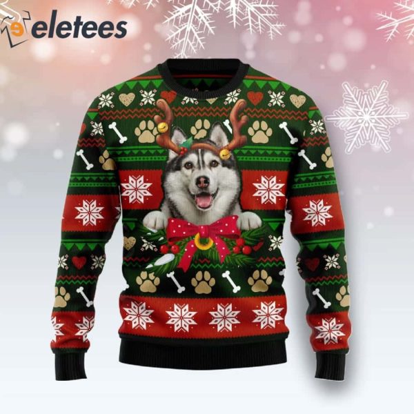 Adorable Siberian Husky Ugly Christmas Sweater
