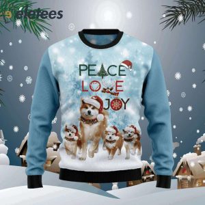 Akita Peace Love Joy Ugly Sweater Ugly Christmas Sweater