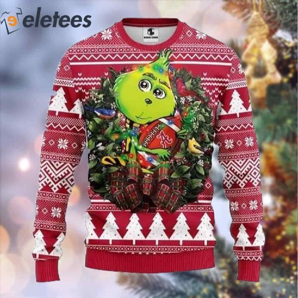 Alabama Crimson Tide Grinch Hug Ugly Christmas Sweater