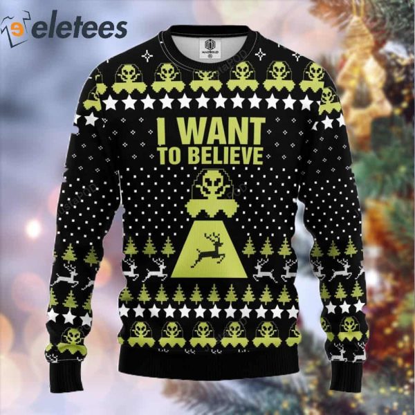 Alien I Want To Believe Ugly Christmas Sweater