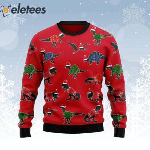 Amazing Dinosaurs Christmas Red Ugly Christmas Sweater 1