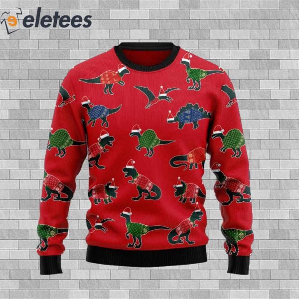 Amazing Dinosaurs Christmas Red Ugly Christmas Sweater