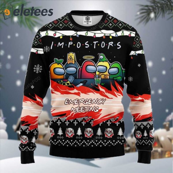 Among Us Imposter Emergency Meeting Ugly Christmas Sweater