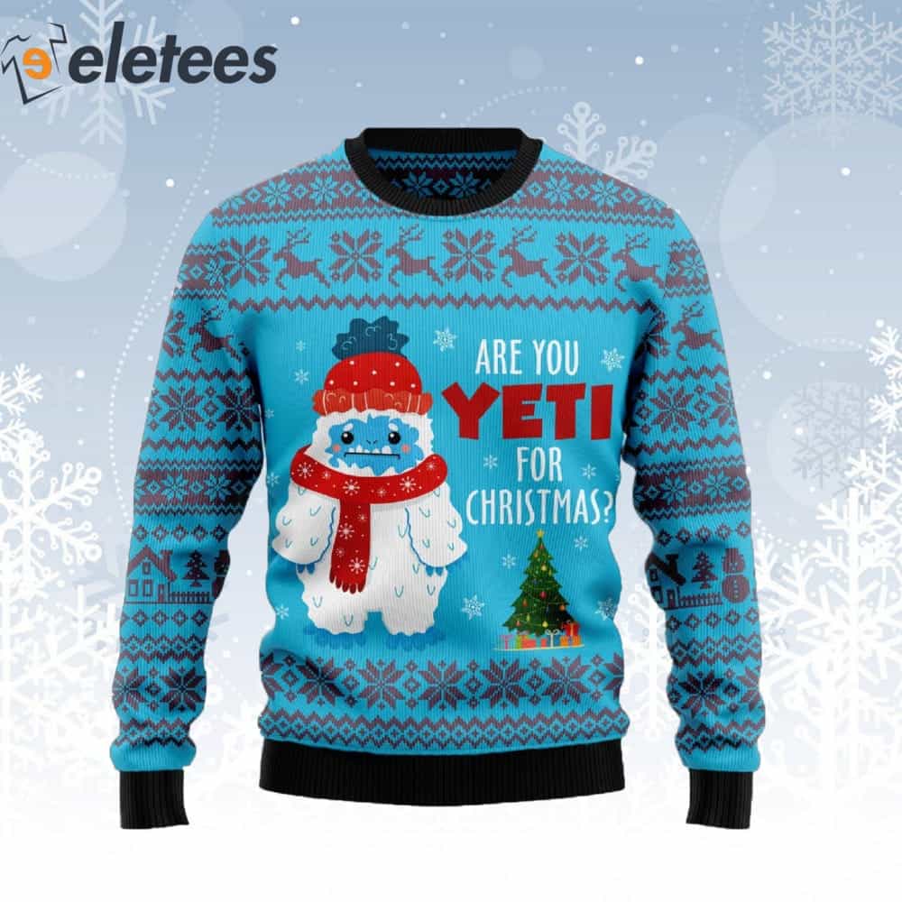 Pretty Yeti to Party Mens Ugly Sweater Cardinal Red 4XL