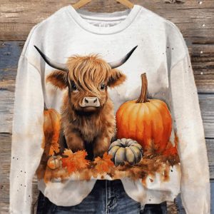 Autumn Pumpkin Cow Sweatshirt