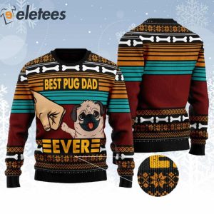 Best Pug Dad Ever Ugly Christmas Sweater 2