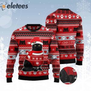 Black Cat Christmas Pattern Ugly Christmas Sweater 2