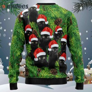 Black Cat Christmas Tree Ugly Christmas Sweater1