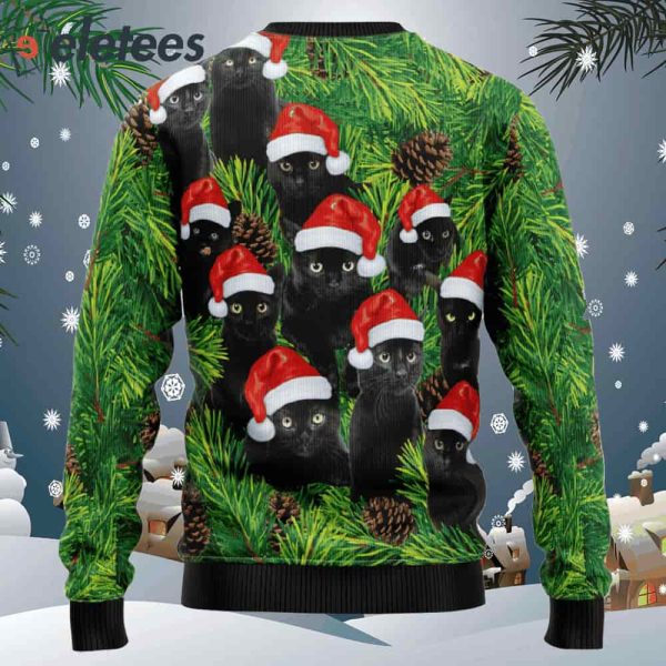 Black Cat Christmas Tree Ugly Christmas Sweater