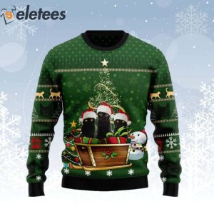 Black Cat Group Green Ugly Christmas Sweater 1