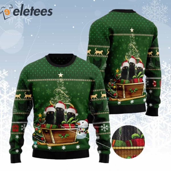 Black Cat Group Green Ugly Christmas Sweater