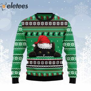 Black Cat Hide Funny Ugly Christmas Sweater 1