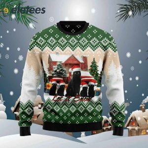 Black Cat Let It Snow Ugly Christmas Sweater