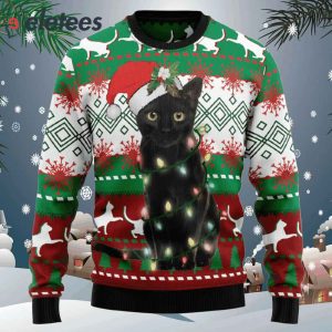 Black Cat Light Christmas Ugly Christmas Sweater