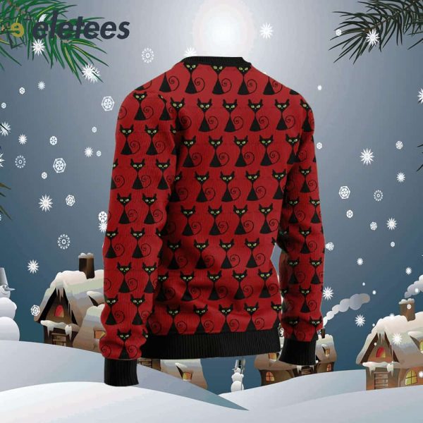 Black Cat Old Man Ugly Christmas Sweater