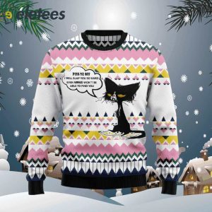 Black Cat Piss Me Off Ugly Christmas Sweater