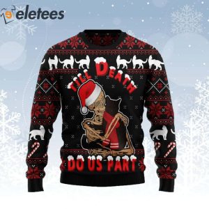 Black Cat Till Death Do Us Part Ugly Christmas Sweater