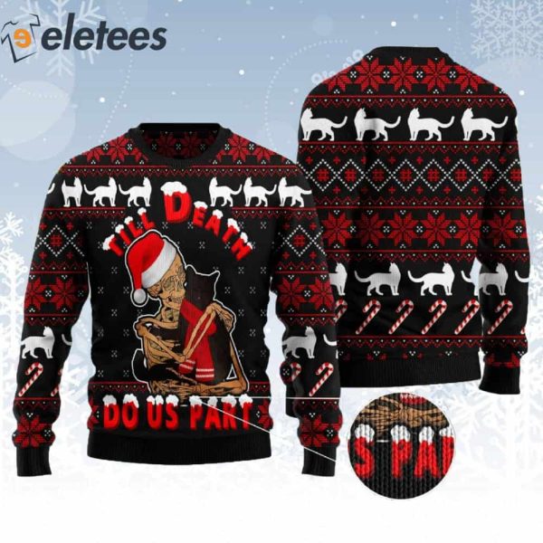 Black Cat Till Death Do Us Part Ugly Christmas Sweater