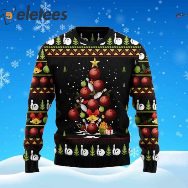 Bowling Christmas Tree Ugly Christmas Sweater