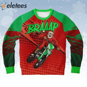 Braaap 25 Motocross Santa Ugly Christmas Sweater 1