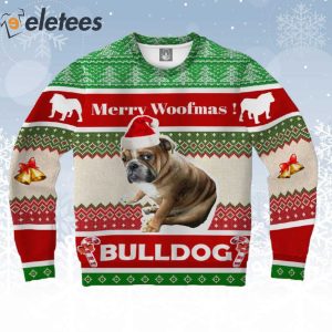 Bulldog Merry Woofmas Ugly Christmas Sweater 1