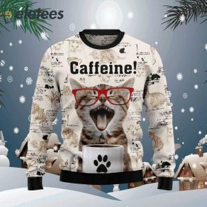 Cat Caffeine Ugly Christmas Sweater