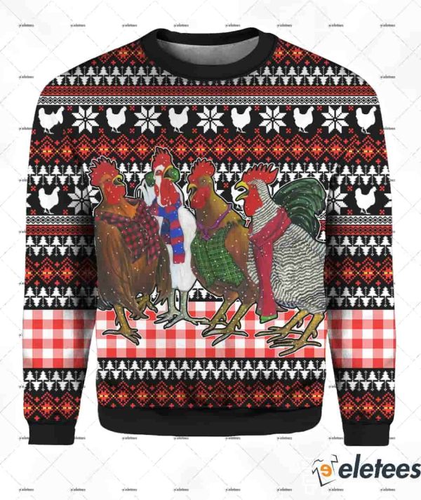 Chicken Under Snow Ugly Christmas Sweater