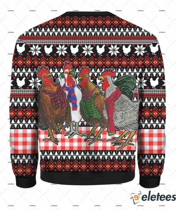 Chicken Under Snow Ugly Christmas Sweater