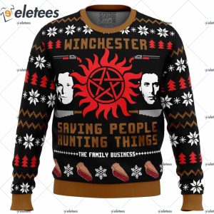 Christmas with the Winchesters Supernatural Ugly Christmas Sweater 1