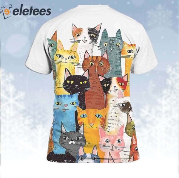 Colorful Cats Print Shirt