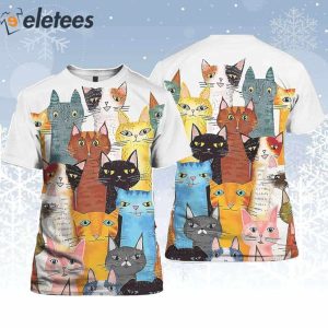 Colorful Cats Print Shirt 3
