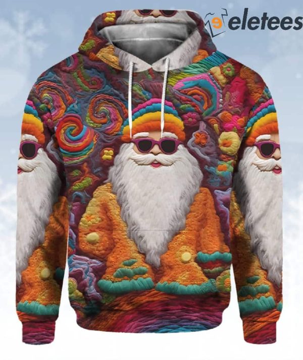 Colorful Santa Print Hoodie