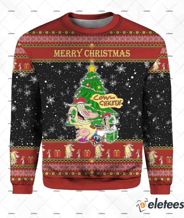 Cow And Chicken Ugly Christmas Sweater