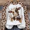 Cow Print Long Sleeve Casual Sweatshirt