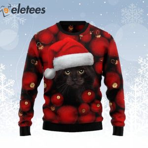 Cute Black Cat Ugly Christmas Sweater 1