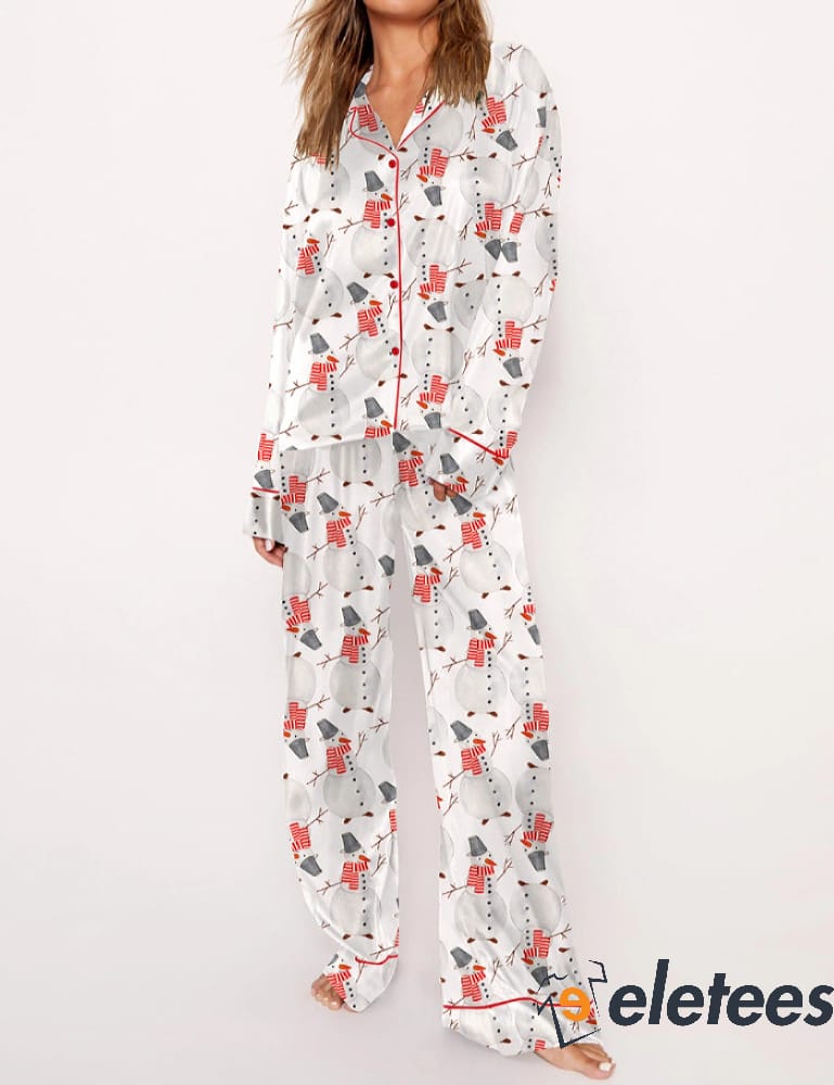 Cute Cheerful Snowmen Pajama Set