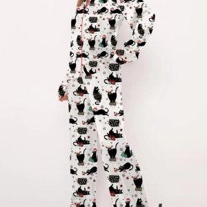 Cute Christmas Cat Pajama Set 1