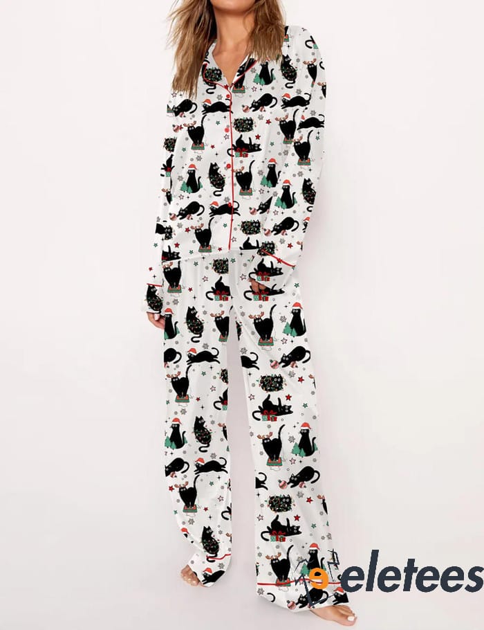 Cute Christmas Cat Pajama Set