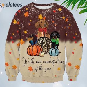 Cute Dachsund Thanksgiving Ugly Christmas Sweater 1