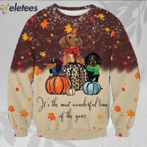 Cute Dachsund Thanksgiving Ugly Christmas Sweater 2