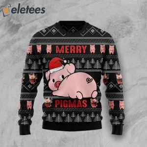 Cute Pink Pig Merry Pigmas Ugly Christmas Sweater