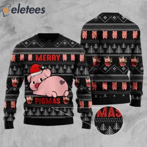 Cute Pink Pig Merry Pigmas Ugly Christmas Sweater 2