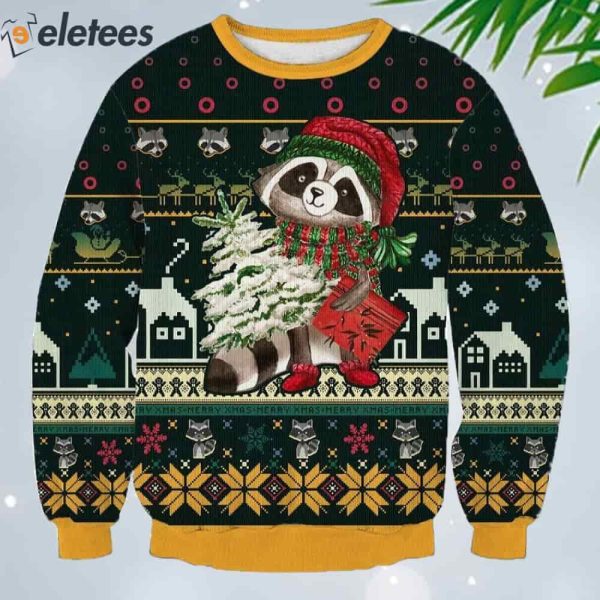 Cute Raccoon Ugly Christmas Sweater