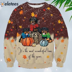 Cute Rottweiler Thanksgiving Ugly Christmas Sweater 1