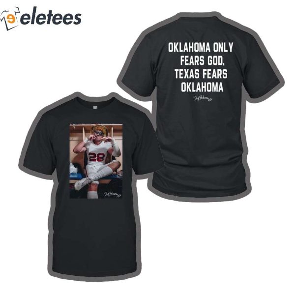 Danny Stutsman 28 Sooners Oklahoma Only Fears God Texas Fears Oklahoma Shirt