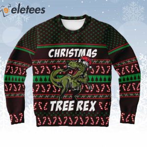 Dinosaur Christmas Tree Rex Ugly Christmas Sweater 1