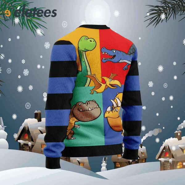 Dinosaur Color Ugly Christmas Sweater