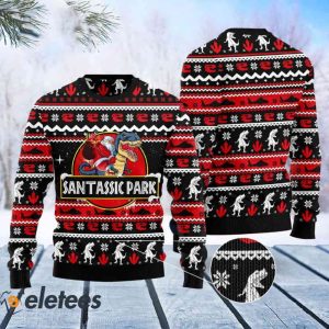 Dinosaur Santassic Park Ugly Christmas Sweater 2