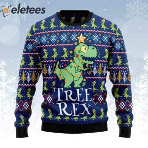 Dinosaur Tree Rex Ugly Christmas Sweater 1